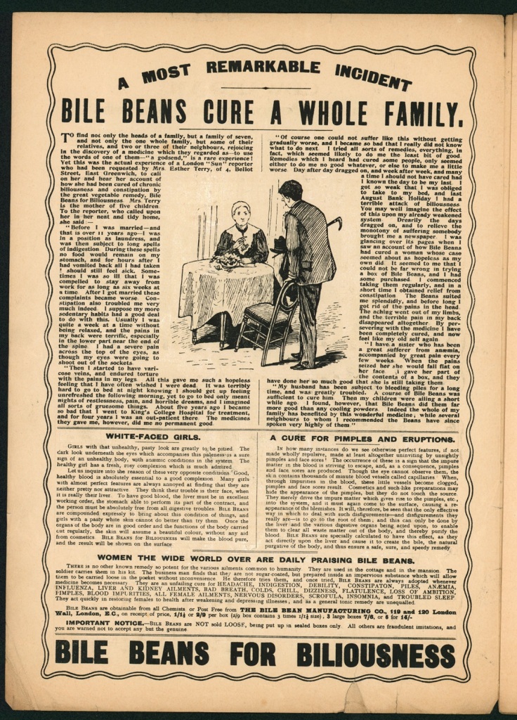 A 1900s-era advert for Bile Beans featured in The Power of Persuasion exhibition